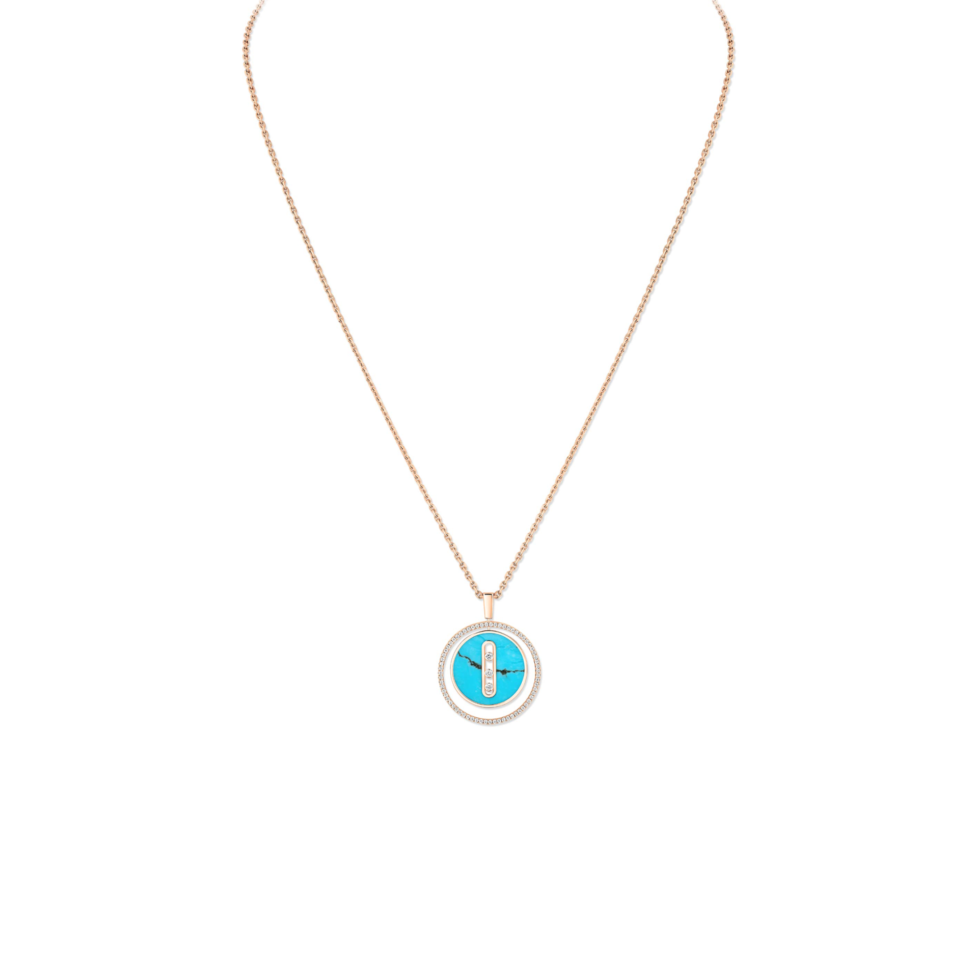 Mes1kaa lucky move turquoise necklace medium pink gold d1am0nd necklace 10836-pg